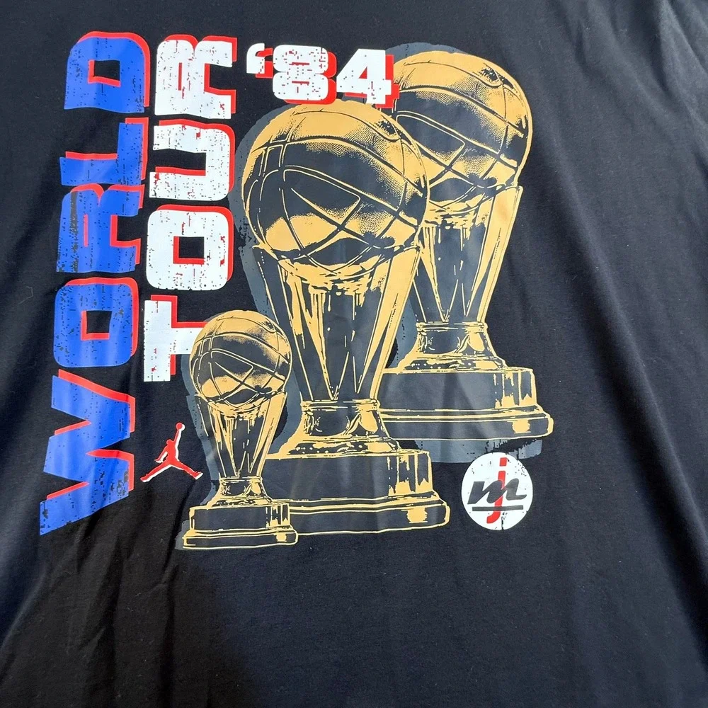 Jordan Brand World Tour 84 Graphic T-Shirt Mens XXL Black Short Sleeve Jumpman